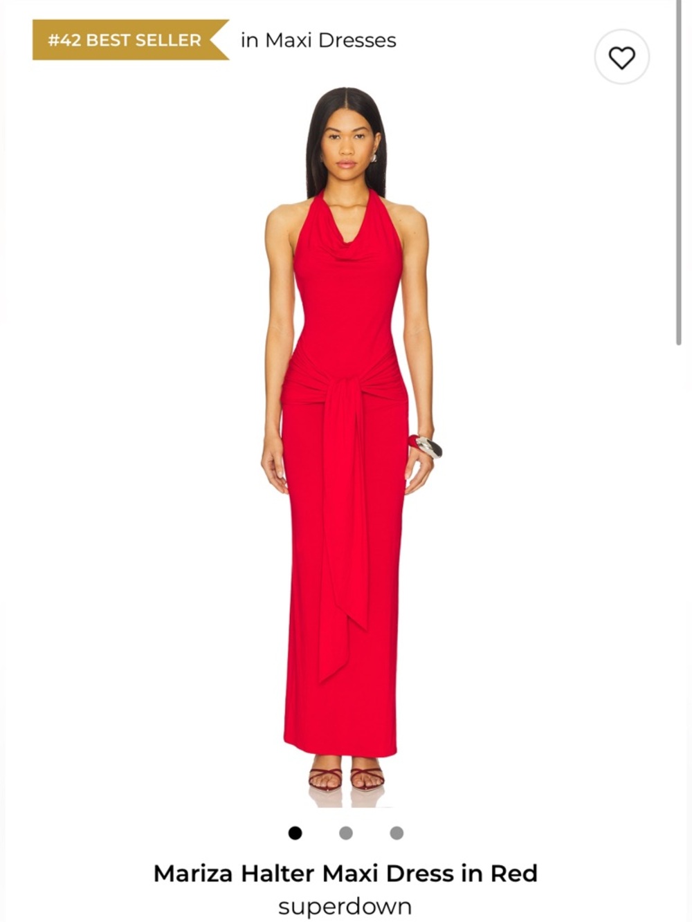 superdown Red Halter Tie-Front Maxi Dress